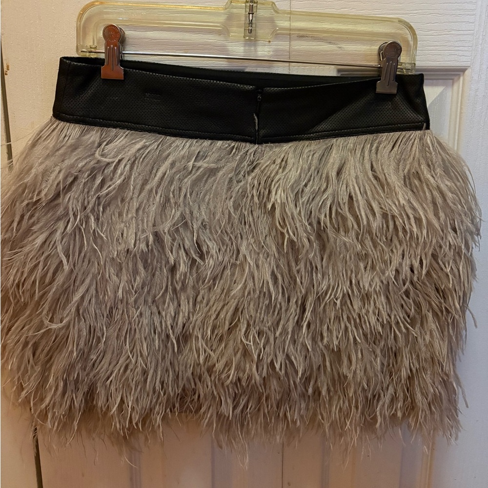 Elegant Black and Gray Feathered Skirt